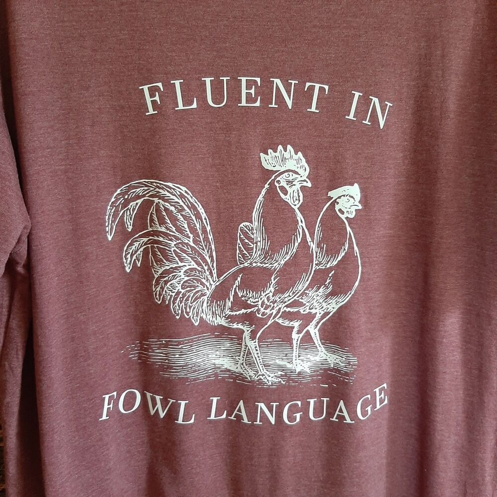 Chicken Graphic Tee Shirt Large Maroon Oversized Farm Hen Farmer Western Rooster - Picture 3 of 5